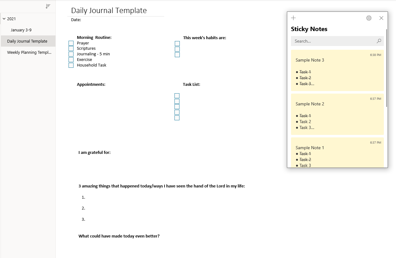 Adding Productivity Features to a OneNote Digital Journal 